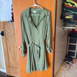 Elegant Olive Long Sleeve Dress